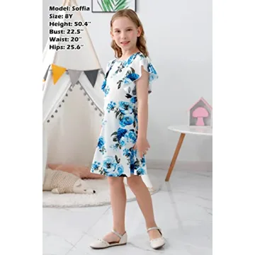 GORLYA Girl's Flutter Sleeve Party Dress with Pockets