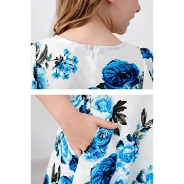 GORLYA Girl's Flutter Sleeve Party Dress with Pockets