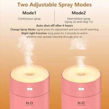 Mini Humidifiers for Bedroom 350ml Small Portable Humidifier for Travel Plants Humidifier, Auto Shut-Off 2 Mist Modes Humidificador for Bedroom Plants Travel Office Desk Car Pink
