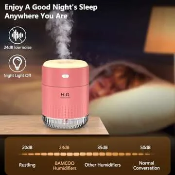 Mini Humidifiers for Bedroom 350ml Small Portable Humidifier for Travel Plants Humidifier, Auto Shut-Off 2 Mist Modes Humidificador for Bedroom Plants Travel Office Desk Car Pink
