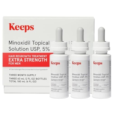 Keeps Extra Strength Minoxidil for Men Topical Hair Growth Serum, 5% Solution Hair Loss Treatment - ...