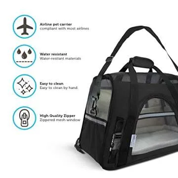 Paws & Pals Airline Approved Pet Carrier - Soft-Sided Carriers for Small Medium Cats and Dogs Air-Plane Travel On-Board Under Seat Carrying Bag with Fleece Bolster Bed for Kitten Cat Puppy Dog Taxi