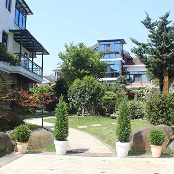 3.5ft Artificial Topiary Trees Set of 2 Faux Cedar Trees UV Resistant Bushes Potted Plants Artificial Shrubs for Outdoor Indoor Front Porch Garden