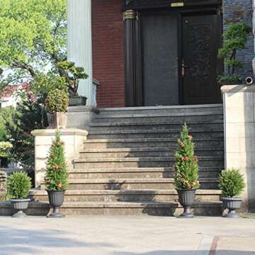 3.5ft Artificial Topiary Trees Set of 2 Faux Cedar Trees UV Resistant Bushes Potted Plants Artificial Shrubs for Outdoor Indoor Front Porch Garden