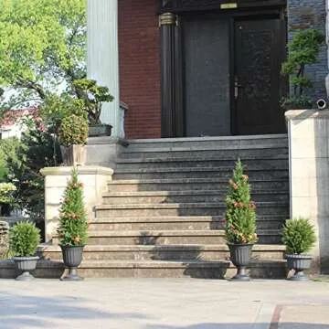 3.5ft Artificial Topiary Trees Set of 2 Faux Cedar Trees UV Resistant Bushes Potted Plants Artificial Shrubs for Outdoor Indoor Front Porch Garden