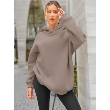 Women's Oversized Fleece Hooded Sweatshirt in Coffee Grey