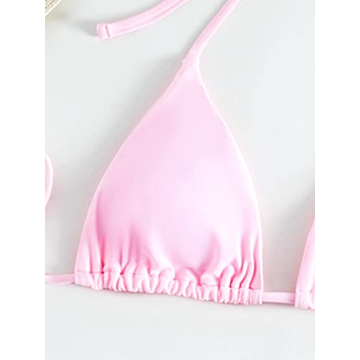 Stylish MakeMeChic Women's 3-pack Bikini Swimsuit in Pink