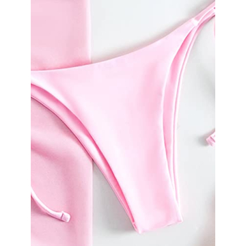 Stylish MakeMeChic Women's 3-pack Bikini Swimsuit in Pink