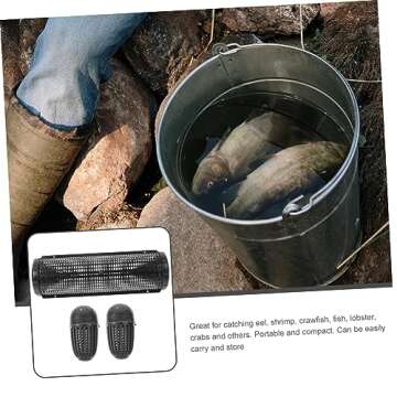 VANZACK 1 Set EEL Shrimp net Plastic Fishing Reusable Crab Traps Crawfish Minnow for Fishing Portable Fish Catch EEL Catcher Inverted Beard Bait EEL cage Crayfish