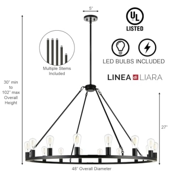 Sonoro Black Chandelier for Dining Room & Entryway