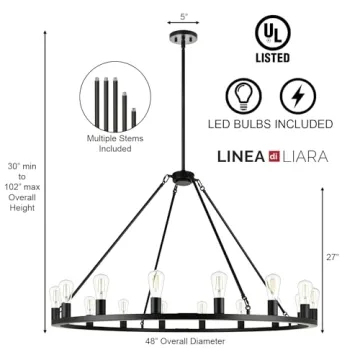 Sonoro Black Chandelier for Dining Room & Entryway