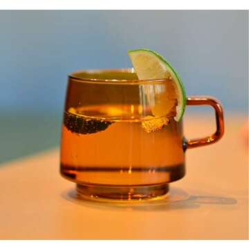 SVY Neon Style Glass Mug, Coffee Mug Cup / Tee Mug Cup In Amber Color, Heat-resistant, 12 OZ ( ~350 ...