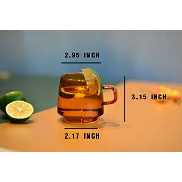 SVY Neon Style Glass Mug, Coffee Mug Cup / Tee Mug Cup In Amber Color, Heat-resistant, 12 OZ ( ~350 ML)