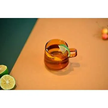 SVY Neon Style Glass Mug, Coffee Mug Cup / Tee Mug Cup In Amber Color, Heat-resistant, 12 OZ ( ~350 ML)
