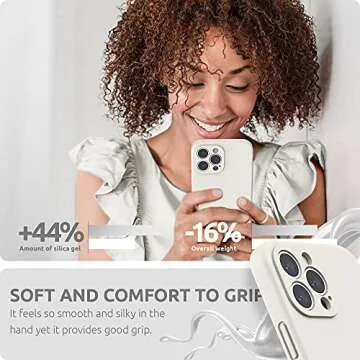 SURPHY Compatible with iPhone 13 Pro Max Case with Screen Protector, (Camera Protection + Soft Microfiber Lining) Liquid Silicone Phone Case 6.7 inch 2021, White