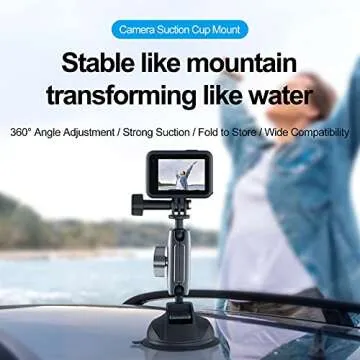 REYGEAK Suction Cup Mount for GoPro & Insta360 Cameras