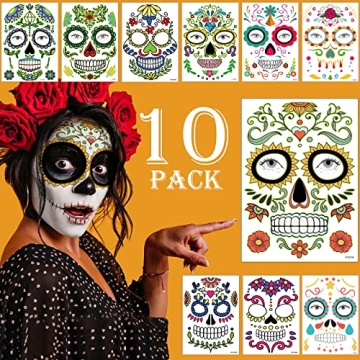 Transform Your Halloween Look with Sugar Skull Face Tattoos