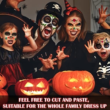 Halloween Sugar Skull Tattoos For All Ages - 10 Pack