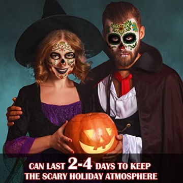 Halloween Sugar Skull Tattoos For All Ages - 10 Pack