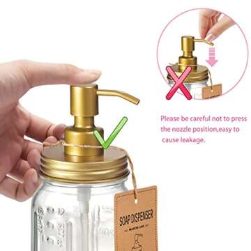 Amolliar Mason Jar Liquid Soap Dispenser -Rustproof Stainless Steel Farmhouse Decor for Bathroom Van...