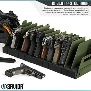 Savior Equipment Gun Rack for 12 Handguns and Pistols