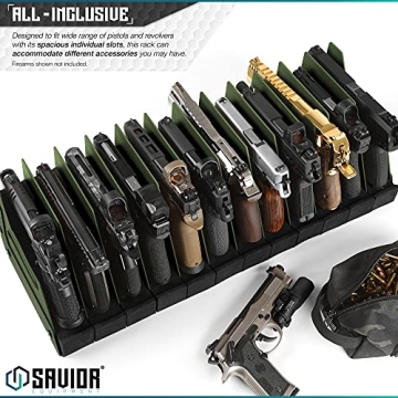 Savior Equipment Gun Rack for 12 Handguns and Pistols