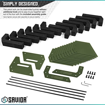 Savior Equipment Gun Rack for 12 Handguns and Pistols