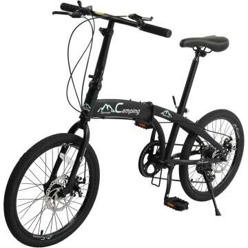 Ktaxon 20 in Folding Bike Adult Bike, 7-Speed Folding Bicycle with 100% Assembled, Double Shock Effe...