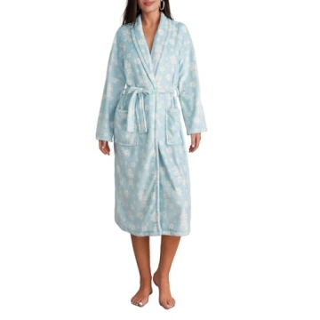 AMILIEe Floral Plush Robe for Women - Cozy & Stylish