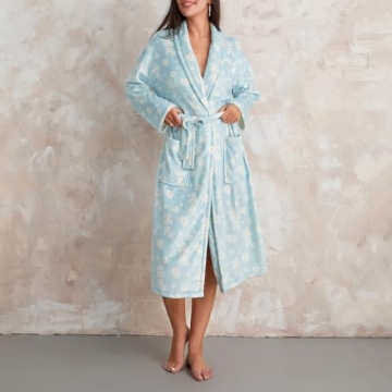 AMILIEe Floral Plush Robe for Women - Cozy & Stylish