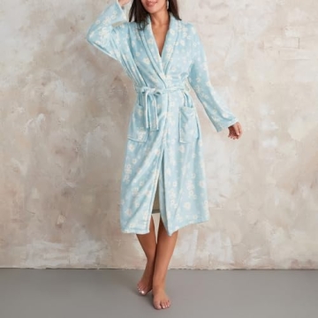AMILIEe Floral Plush Robe for Women - Cozy & Stylish