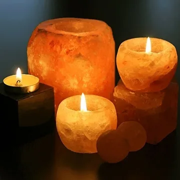 Hand Carved Himalayan Salt Candle Holder for Unique Home Decor