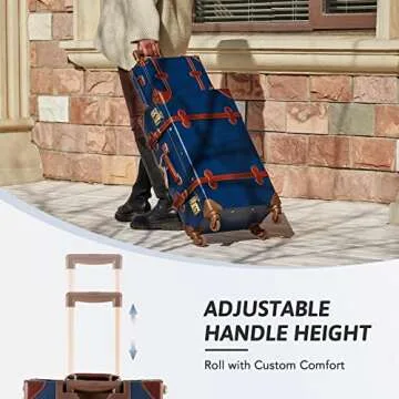 CO-Z Vintage Luggage Sets, 2 Piece Retro Suitcase with Spinner Wheels TSA Lock, Large 24" Trunk Small 12" Train Case Leather Travel Luggage Set for Women Men, Dark Blue