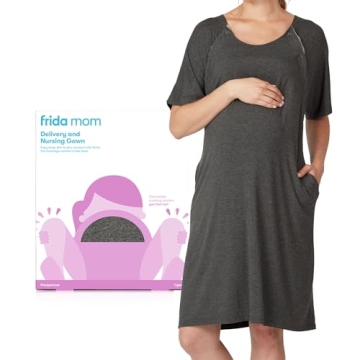 Frida Mom Labor and Delivery Gown - Easy Snap, Soft Nursing Gown with Full Coverage