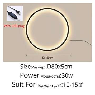 Wall lamp, Simple Circle Background Decoration Lamps Modern LED Wall Lights Living Room Bedroom Beds...