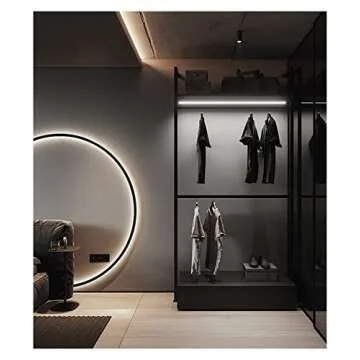 Wall lamp, Simple Circle Background Decoration Lamps Modern LED Wall Lights Living Room Bedroom Bedside Aisle Corridor Indoor Lighting (Color : A Black 80cm, Size : 3Colors No Remote)