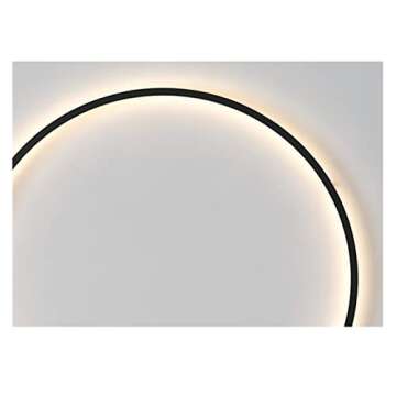 Wall lamp, Simple Circle Background Decoration Lamps Modern LED Wall Lights Living Room Bedroom Bedside Aisle Corridor Indoor Lighting (Color : A Black 80cm, Size : 3Colors No Remote)
