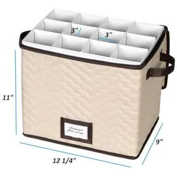 Durable Wine Glass Storage Box - Holds 12 Glasses Securely