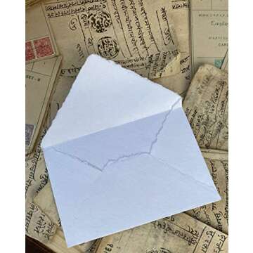 Wanderings Handmade White Deckle Edge Envelopes - Eco-Friendly Craft