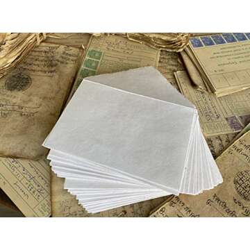 Wanderings Handmade White Deckle Edge Envelopes - Eco-Friendly Craft