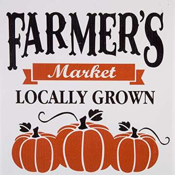 Glitzhome Harvest Decor 23.6 Inches Height Fall Wall Decorations Pumpkins Wall Sign Decor Enameled Fall Door Decor Farmhouse Metal Fall Decorations