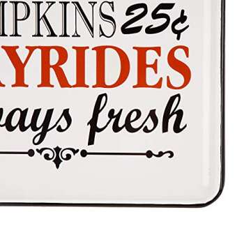 Glitzhome Harvest Decor 23.6 Inches Height Fall Wall Decorations Pumpkins Wall Sign Decor Enameled Fall Door Decor Farmhouse Metal Fall Decorations