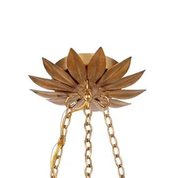 Crystorama Broche 6 Light Antique Gold Leaf Chandelier