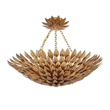 Crystorama Broche 6 Light Antique Gold Leaf Chandelier