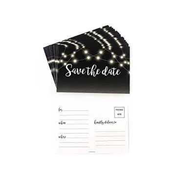 Xiguage Think! Designs Save The Date Rustic Chalkboard Invitation Cards - Guests at Wedding Engagement Anniversary Birthday Party Postcard Invitations - Pack of 50 - Black and White - 4 X 6 Inches