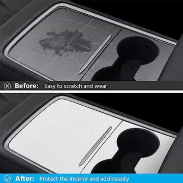 Farmogo Upgarde Center Console Wrap Cover Kit White Only Fit New Center Console Compatible with Tesla 2021-2025 Model Y & 2021-2023 Model 3 (White)