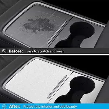 Farmogo Upgarde Center Console Wrap Cover Kit White Only Fit New Center Console Compatible with Tesla 2021-2025 Model Y & 2021-2023 Model 3 (White)