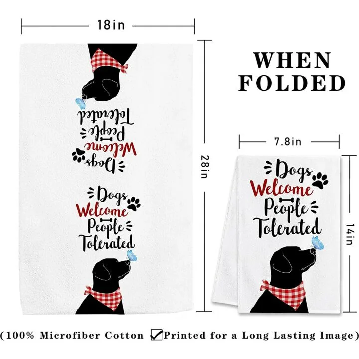 Dog Lovers Bonsai Tree Dish Towels Set of 4 - Funny Gift
