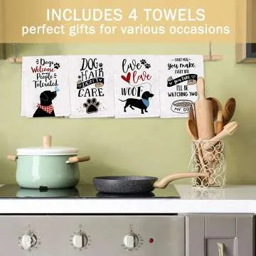Dog Lovers Bonsai Tree Dish Towels Set of 4 - Funny Gift