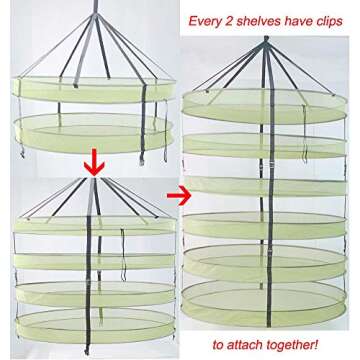HORTIPOTS Herb Drying Rack 3 ft Hanging Dry Net 36 Inch for Curing Hydroponic Herb Vegetable Fruit Flower